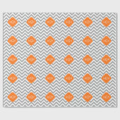 Dk Gray Lg Chevron Pumpkin Quatrefoil 3 Monogram Cadeaupapier (Vlak)