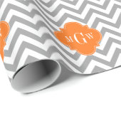 Dk Gray Lg Chevron Pumpkin Quatrefoil 3 Monogram Cadeaupapier (Rol Hoek)