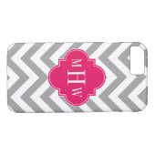 Dk Gray Lg Chevron Raspberry Quatrefoil 3 Monogram Case-Mate iPhone Case (Achterkant (Horizontaal))