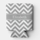 Dk Gray White LG Chevron Dk Gray Name Monogram Blikjeskoeler (Achterkant)