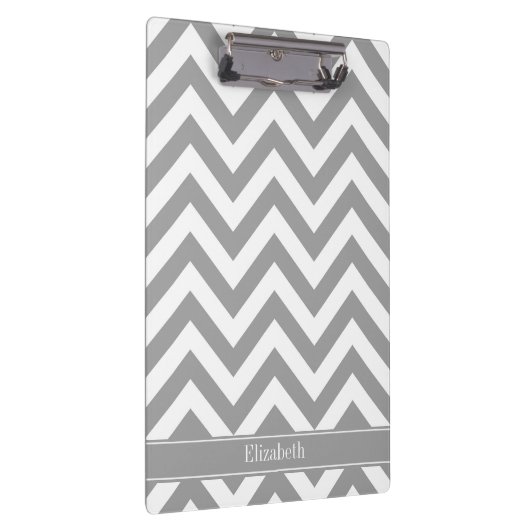 Dk Gray White LG Chevron Dk Gray Name Monogram Klembord (Rechts)