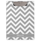 Dk Gray White LG Chevron Dk Gray Name Monogram Klembord (Voorkant)