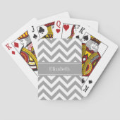 Dk Gray White LG Chevron Dk Gray Name Monogram Pokerkaarten (Achterkant)
