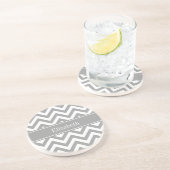 Dk Gray White LG Chevron Dk Gray Name Monogram Zandsteen Onderzetter (Zijkant)