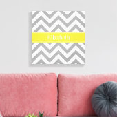 Dk Gray White LG Chevron Pineapple Naam Monogram Canvas Afdruk (Insitu (Woonkamer))