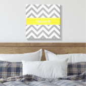 Dk Gray White LG Chevron Pineapple Naam Monogram Canvas Afdruk (Insitu (Slaapkamer))