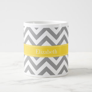 Dk Gray White LG Chevron Pineapple Naam Monogram Grote Koffiekop