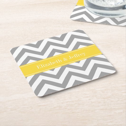 Dk Gray White LG Chevron Pineapple Naam Monogram Kartonnen Onderzetters (Schuin)