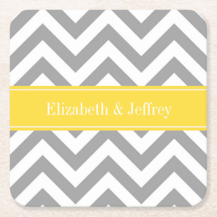 Dk Gray White LG Chevron Pineapple Naam Monogram Kartonnen Onderzetters