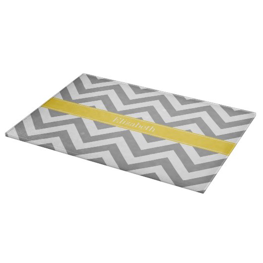 Dk Gray White LG Chevron Pineapple Naam Monogram Snijplank (Hoek)