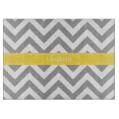 Dk Gray White LG Chevron Pineapple Naam Monogram Snijplank (Voorkant)