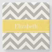 Dk Gray White LG Chevron Pineapple Naam Monogram Stenen Onderzetter (Voorkant)