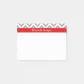 Dk Gray White LG Chevron Red Name Monogram Post-it® Notes (Voorkant)