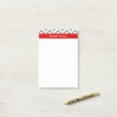 Dk Gray White LG Chevron Red Name Monogram Post-it® Notes (Op bureau)
