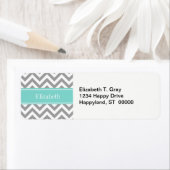 Dk Gray White LG Chevron Turquoise Name Monogram Etiket (Insitu)