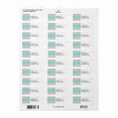 Dk Gray White LG Chevron Turquoise Name Monogram Etiket (Full Sheet)