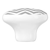 Dk Gray White LG Chevron Turquoise Name Monogram Keramische Knop (Zijkant)