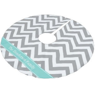 Dk Gray White LG Chevron Turquoise Name Monogram Kerstboom Rok