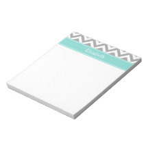 Dk Gray White LG Chevron Turquoise Name Monogram
