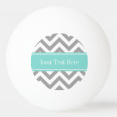 Dk Gray White LG Chevron Turquoise Name Monogram Pingpongbal (Achterkant)