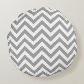 Dk Gray White LG Chevron Turquoise Name Monogram Rond Kussen (Achterkant)