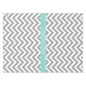 Dk Gray White LG Chevron Turquoise Name Monogram Tafelkleed (Voorkant (Horizontaal))