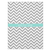 Dk Gray White LG Chevron Turquoise Name Monogram Tafelkleed (Voorkant)