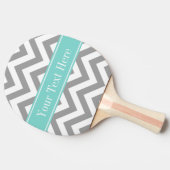 Dk Gray White LG Chevron Turquoise Name Monogram Tafeltennisbatje (Zijkant)