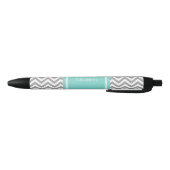 Dk Gray White LG Chevron Turquoise Name Monogram Zwarte Inkt Pen (Bodem)