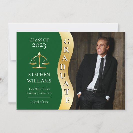 Dk Green | Gold Afstuderen Wave Law Justice Afstud Aankondiging (Voorkant)