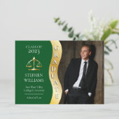Dk Green | Gold Afstuderen Wave Law Justice Afstud Aankondiging (Staand voorkant)