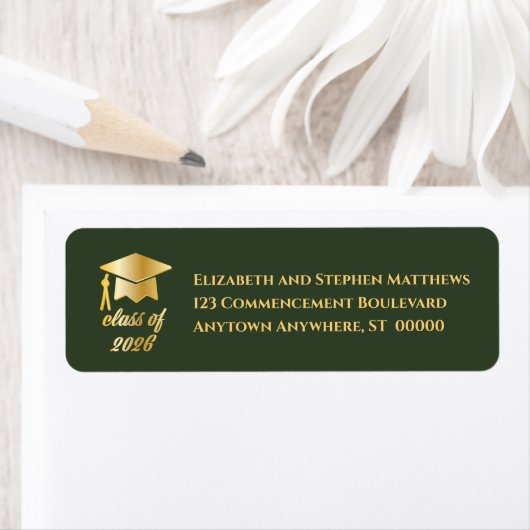 Dk Green | Gold Class of 2026 Graduation Cap Label (Insitu)