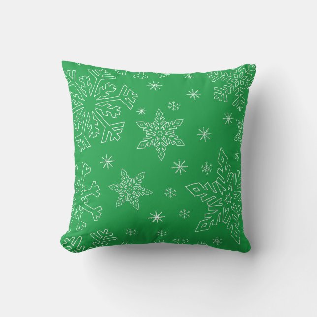 Dk Green Kerstmis BG Snowflake Boarder Clipart Kussen (Voorkant)