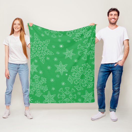 Dk Green Kerstmis BG Snowflake Boarder Clipart Th Fleece Deken (In situ)