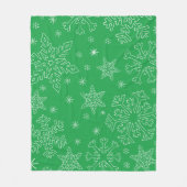 Dk Green Kerstmis BG Snowflake Boarder Clipart Th Fleece Deken (Voorkant)