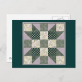 Dk Green & Lavender Star Patch Quilt Briefkaart (Voorkant / Achterkant)