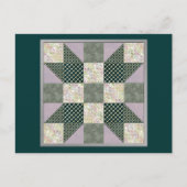 Dk Green & Lavender Star Patch Quilt Briefkaart (Voorkant)