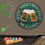 Dk Green Rustic Wood Cheers Beers Shenanigans Dartbord<br><div class="desc">Cheers Beers and Shenanigans Beer Stein mokken met 4-bladklaver shamrock. Dit Iers Beer Drink dartboard is precies goed voor je gelegenheid en maakt de perfecte gepersonaliseerde Gift. Het is geweldig voor afstuderen bruiloften,  feestjes,  familiereünigen en gewoon alledaagse plezier. Onze gebruiksvriendelijke sjabloon maakt het personaliseren gemakkelijk.</div>