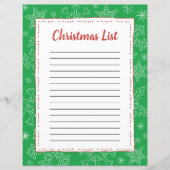 Dk Green Snowflake Kerstmis BG Santa Wish List (Voorkant)