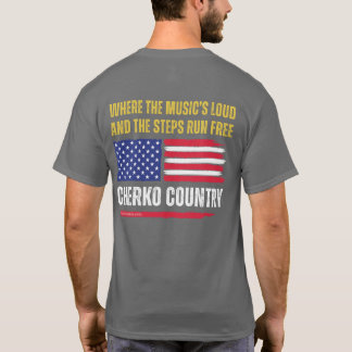 (Dk Grey) Amerikaanse vlag / Muziek is hard & Stap T-shirt