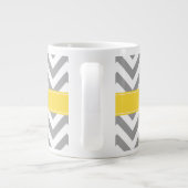 Dk Grijs Wit LG Chevron Ananas Naam Monogram Grote Koffiekop (Achterkant)
