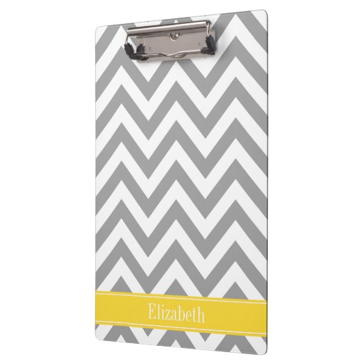 Dk Grijs Wit LG Chevron Ananas Naam Monogram Klembord (Links)