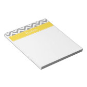 Dk Grijs Wit LG Chevron Ananas Naam Monogram Notitieblok (Schuin)