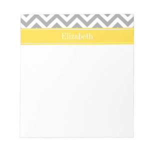 Dk Grijs Wit LG Chevron Ananas Naam Monogram Notitieblok