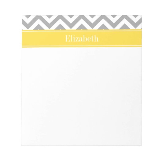 Dk Grijs Wit LG Chevron Ananas Naam Monogram Notitieblok (Voorkant)