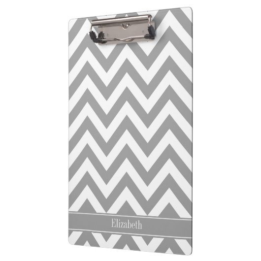 Dk Grijs Wit LG Chevron Dk Grijs Naam Monogram Klembord (Links)