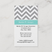 Dk Grijs Wit LG Chevron Turquoise Naam Monogram Visitekaartje (Voorkant)