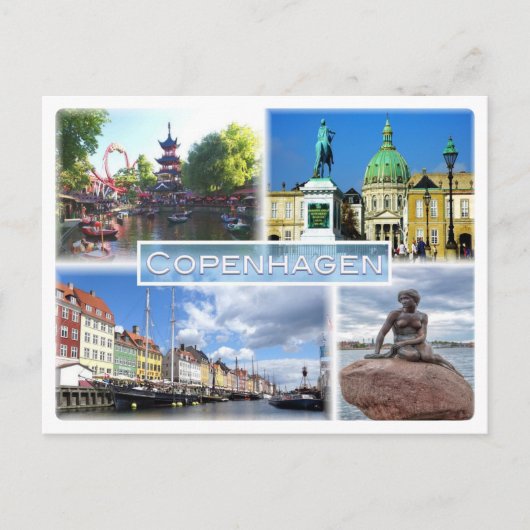 DK Kopenhagen - Tivoli Garden - Amalienborg County Briefkaart (Voorkant)