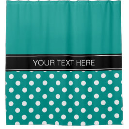 DK Teal Witte LG Stip Zwart CB Naam Monogram Douchegordijn