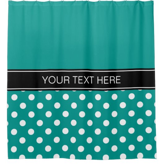 DK Teal Witte LG Stip Zwart CB Naam Monogram Douchegordijn (Voorkant)